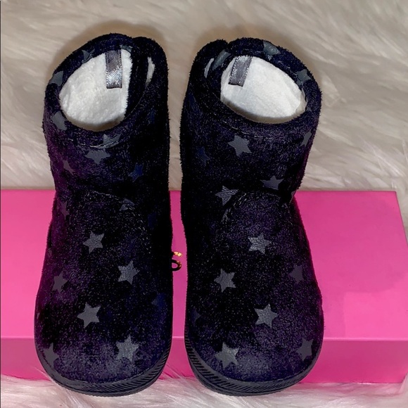 H&M Other - H&M Infant Sueded Fleece Lined Boots w/Stars Size 2.5-3.5 Black/Grey